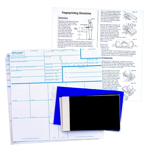 Kit de huellas dactilares FD-258: tinta para cinco tarjetas e instrucciones de uso (completo)