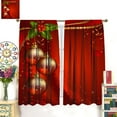 thumbnail image 4 of 2Pcs Christmas Curtains, Blue Christmas Background with Branches Ribbons Snowflakes Xmas Theme Blackout Rod Pocket Window Drapes for Living Room Bedroom Kitchen Party Decor, 4 of 5