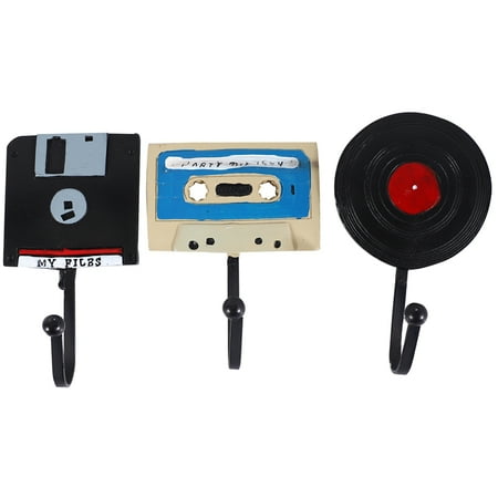 

American Retro Tape Disk Record Style Iron Hook 3 Piece Set