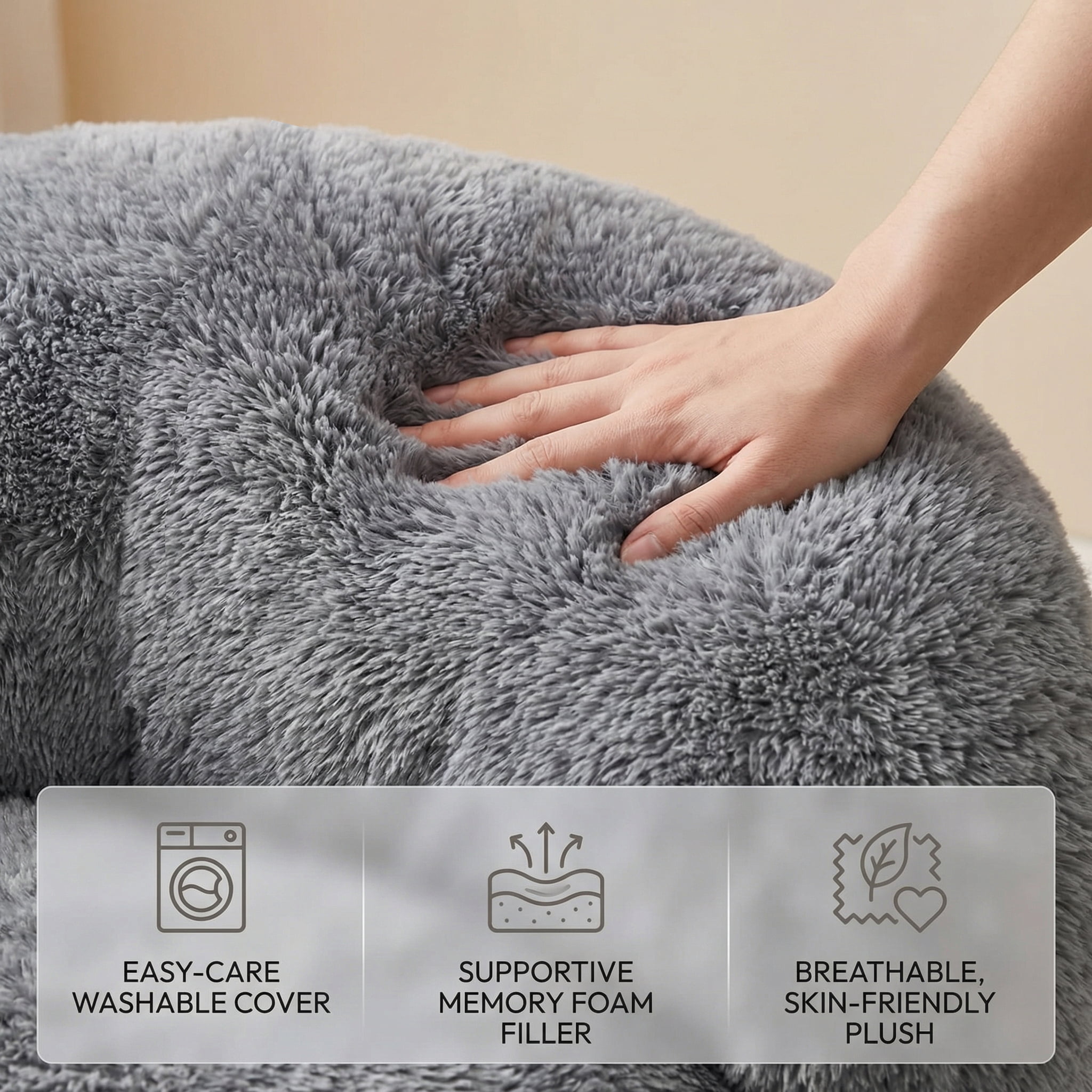 Fulsmile Bean Bag Chair Large Plush Chairs for Adults Giant Beanbag Chair Bean Bag Sofa with Stuffed Memory Foam Oversized Bean Lounger Chair for Reading Gaming Relaxing, Grey