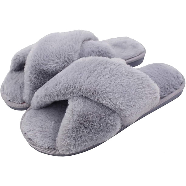 Zapatillas de invierno para mujer, zapatillas de felpa mullidas y cálidas para interiores, zapatillas ligeras para el hogar, zapatillas planas cómodas antideslizantes