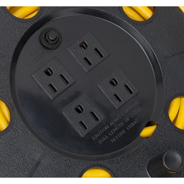 Bayco SL-755 Carrete de cordón de 25 pies con 4 puntos de venta, amarillo