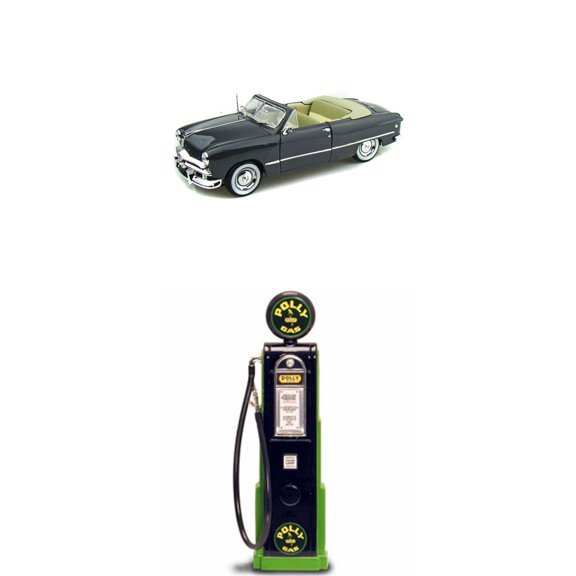 Diecast Car w/Gas Pump - 1949 Ford Convertible, Gray - Maisto 31682 - 1/18 Scale Diecast Model Toy Car