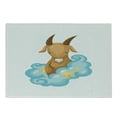 thumbnail image 1 of Zodiac Capricorn Cutting Board, Astrology Themed Cartoon Goat with Horns in the Clouds, Decorative Tempered Glass Cutting and Serving Board, Small Size, Pale Brown Pale Blue, by Ambesonne, 1 of 1