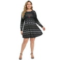 thumbnail image 5 of HDE Womens Plus Size Party Dress Ugly Christmas Sweater Long Sleeve Skater Dress (Single & Ready to Jingle, Large), 5 of 6
