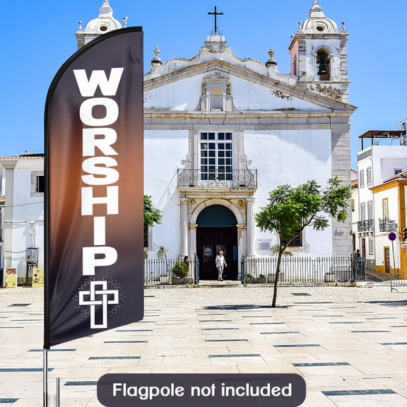 QSUM Religion Themed Swooper Flag, 11 FT Worship Signs Featehr Flag , Religion Advertising Feather Flag Banner for Church(Flagpole NOT Included)