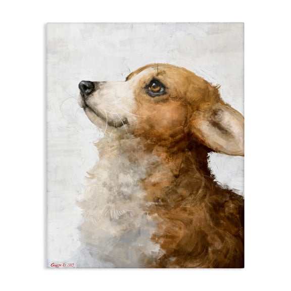 Stupell Industries Farmhouse Adorable Corgi Puppy Portrait Pet Dog Watercolor Canvas Art, 16 x 20, by George Dyachenko