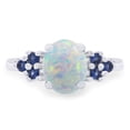 thumbnail image 2 of White Opal & Blue Sapphire In 14k White Gold Over Sterling Silver Oval & Round Cut Ring Jewelry For Womens Ring Size-9, 2 of 3