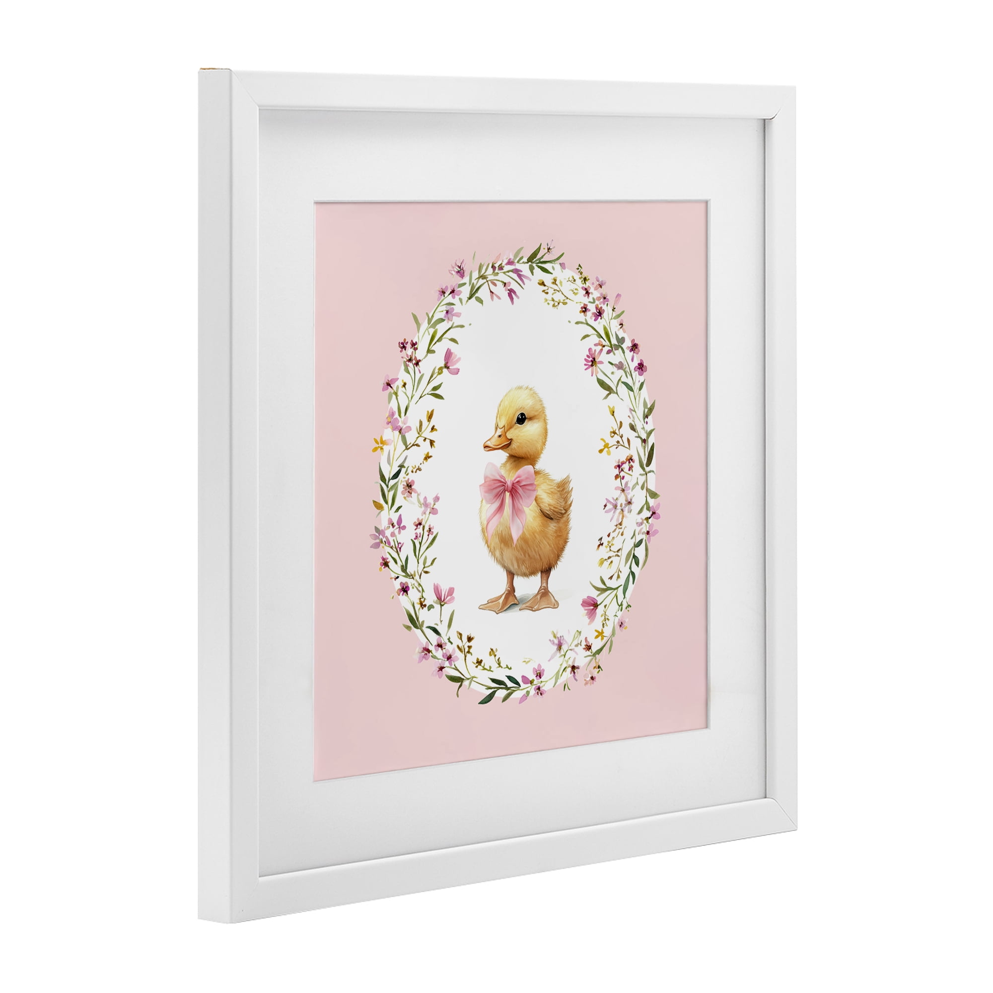 Stupell Industries Blush Pink Duckling White Framed Print Under Glass, design by Christine Simpson Art