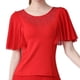 thumbnail image 1 of Tops de baile para mujer, blusa con mangas acampanadas, Tops de práctica, Top de manga corta para adultos para Cha Rumba, accesorios, regalo para L Sunnimix Baile latino, 1 of 6