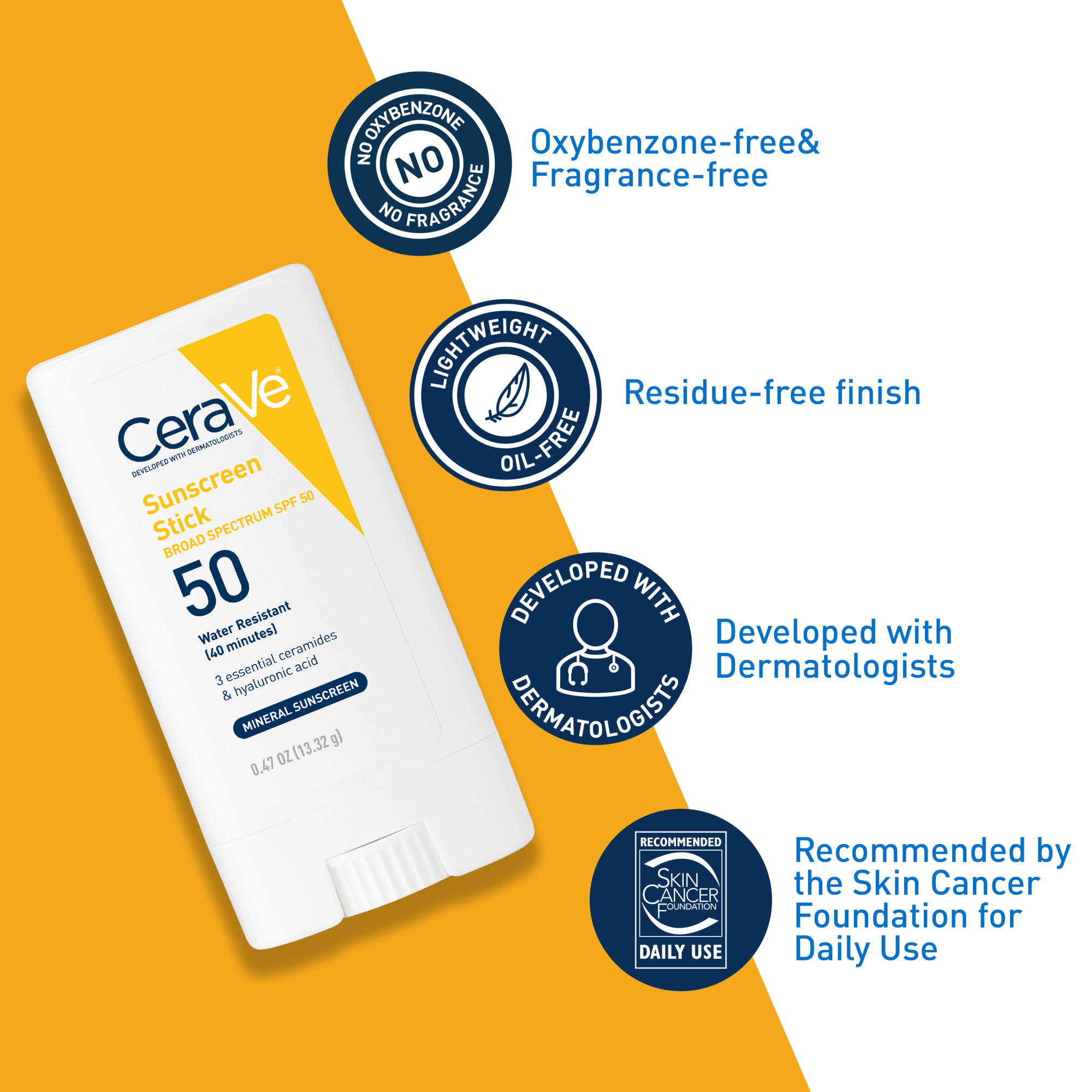 CeraVe Sunscreen Stick SPF 50, Mineral, 0.47 oz photo 3
