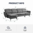 thumbnail image 2 of ZAFLY Sectional Sofa with Left Chaise, Linen 4-seater Couch with Metal legs, Comfortable Upholstered Couches, L-shaped Sofas for Living Room - Dark Grey, 2 of 8