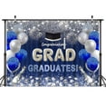 thumbnail image 2 of Silver Blue Graduation Backdrop, Sparkling Balloon Fireworks Bachelor Cap Class of 2025 Congrats Grad Photography Background, Congrats Grad Prom Party Decor Sign Supply Photo Studio Props 8x6ft, 2 of 5