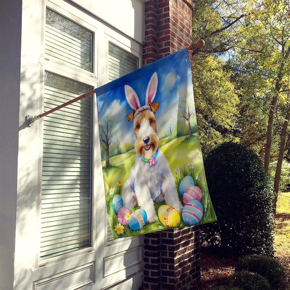 Fox Terrier Easter Egg Hunt House Flag 28 in x 40 in