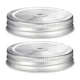 thumbnail image 1 of 2pcs Mason Jar Tapa de paja Tapa de acero inoxidable Ledos de frascos con agujeros de paja, 1 of 5