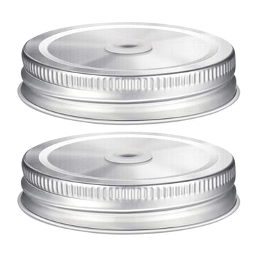 Honoson 20-Pack Stainless Steel Mason Jar Lids With Straw Hole - 2.7" Regular Mouth, Leak Proof