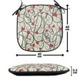 thumbnail image 4 of Love Chair Seating Cushion Set of 4, Wave Floral Heart Summer Swirl Illustration Flourishes Foliage Classical, Seat Pads with Anti-slip Backing, 16"x16", Eggshell Vermilion Black, by Ambesonne, 4 of 7
