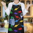 thumbnail image 6 of Cartoon Dinosaurs Colorful Silhouettes Apron-Garden Aprons for Women with Pockets-Cotton Linen Waterproof Kitchen Cooking Gardening Aprons Adjustable for Kitchen,Cooking,BBQ and Salon 33x27 Inch, 6 of 7