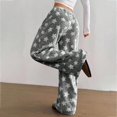 thumbnail image 3 of Women's Fuzzy Plush Pajama Pants Drawstring Elastic Waist Wide Leg Teddy Bottoms Pants, 3 of 9