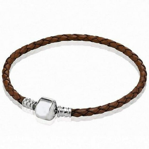 7.0 Inch Brown High Quality Real Leather Bracelet for European Charms