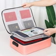 thumbnail image 2 of Bolsa de almacenamiento de certificados plegable de tela impermeable a prueba de humedad con cerradura para documentos de viaje, bolsa de múltiples capas de gran capacidad, 2 of 6
