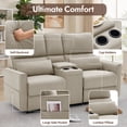 thumbnail image 5 of Korser 2-Seater Recliner Sofa with Pillow,Double Recliner Loveseat with Storage Console, Side Pockets, Cup Holders Manual Recliner Sofa for Living Room,Khaki, 5 of 8