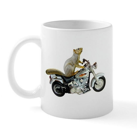 CafePress - Motorcycle Squirrel Mug - 11 oz Ceramic Mug - Novelty Coffee Tea Cup