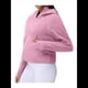 thumbnail image 3 of Sudadera con Capucha para Mujer, de Larga, Corta, con Media Cremallera y Bolsillos con Orificio para el Pulgar. Rosa XXL, 3 of 6