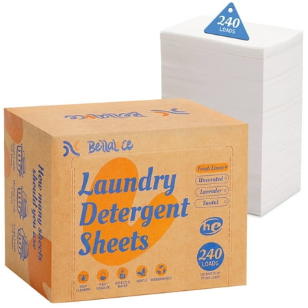 Bellaluce Laundry Detergent Sheets, Fresh Linen Scent, 240 Loads (120 Count)