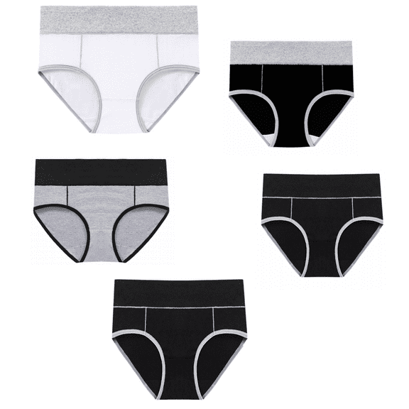 Lumtrix Women's Cotton Underwear High Waisted Panties Stretch Comfortable Full Coverage Breathable Briefs 5 Pack Black 2XL