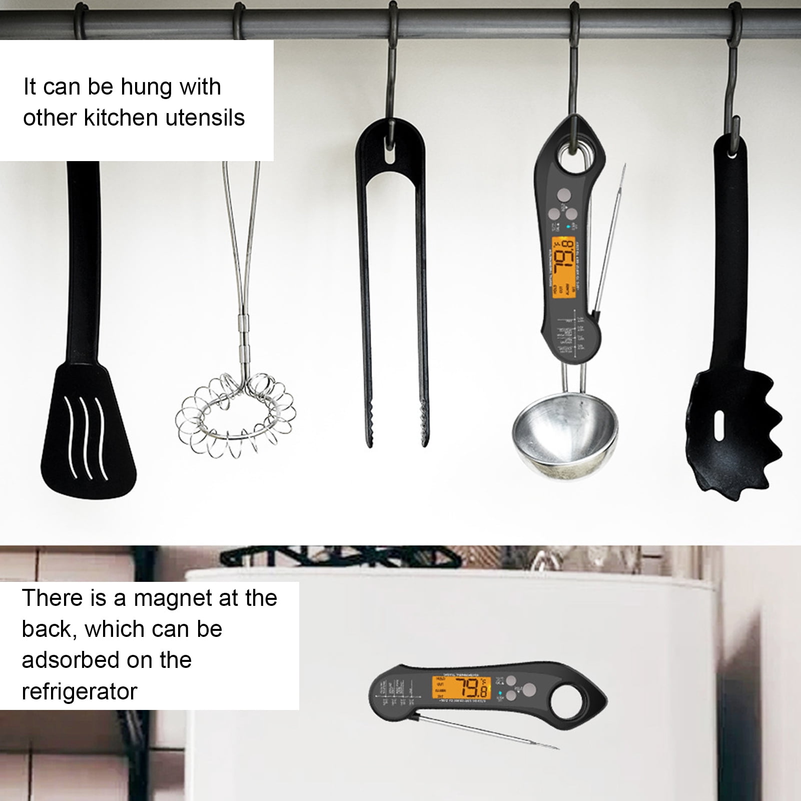 AYYUFE Cooking Thermometer Waterproof Double Probe ABS Clear Digital Display Meat Thermometer Kitchen