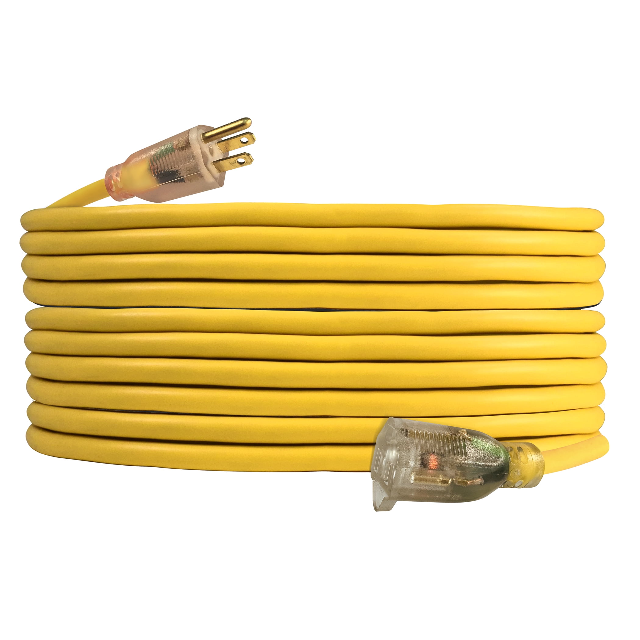 U.S. Wire And Cable 73025 25 ft. Three Conductor Yellow Temp-Flex Lighted Plug Cord, 14 & 3 gal - 300V - 15A