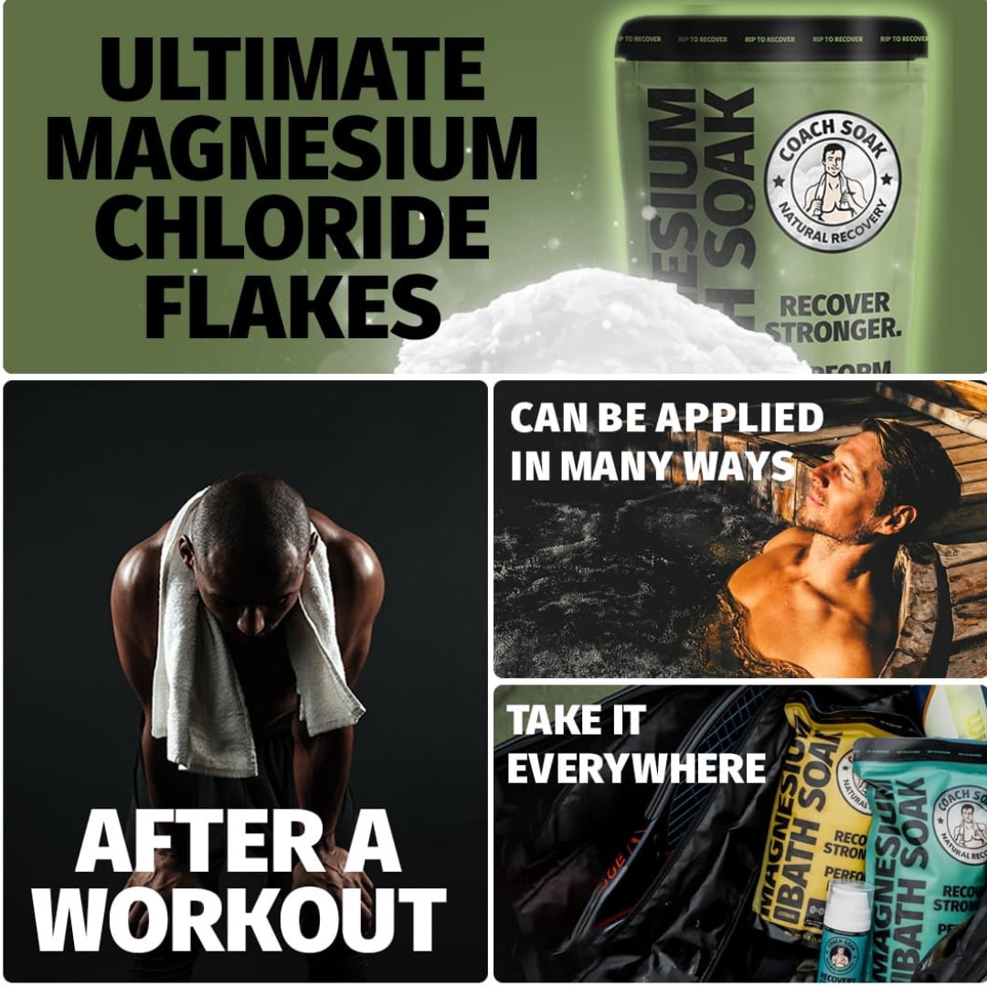 Coach Soak Magnesium Bath Flakes Eucalyptus Tea Tree Muscle Recovery Soak Post Workout Spa