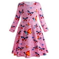 thumbnail image 4 of GYRATEDREAM Toddler Baby Girls Party Dress Kids Pleated Swing Long Maxi Dress Children Casual Butterfly Print Holiday Princess Dress for 2-8 Years, 4 of 5