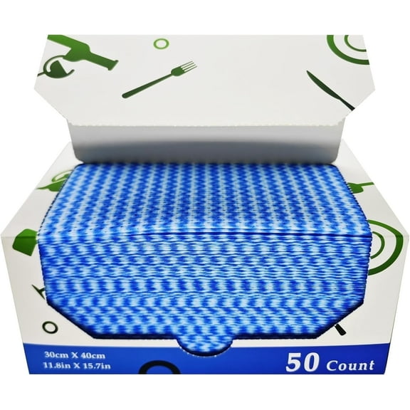 Atitifope Multi-Use Reusable Cloths,Heavy Duty Cleaning Cloths for Kitchen, Bathroom & Car 50 Count Blue