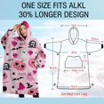 thumbnail image 4 of Oversized Wearable Blanket Hoodie,Halloween Pink Spooky Hearts and Ghosts Sherpa Blanket Hoodie with Super Pockets,Super Warm Fuzzy Pullover for Women & Men, 4 of 6