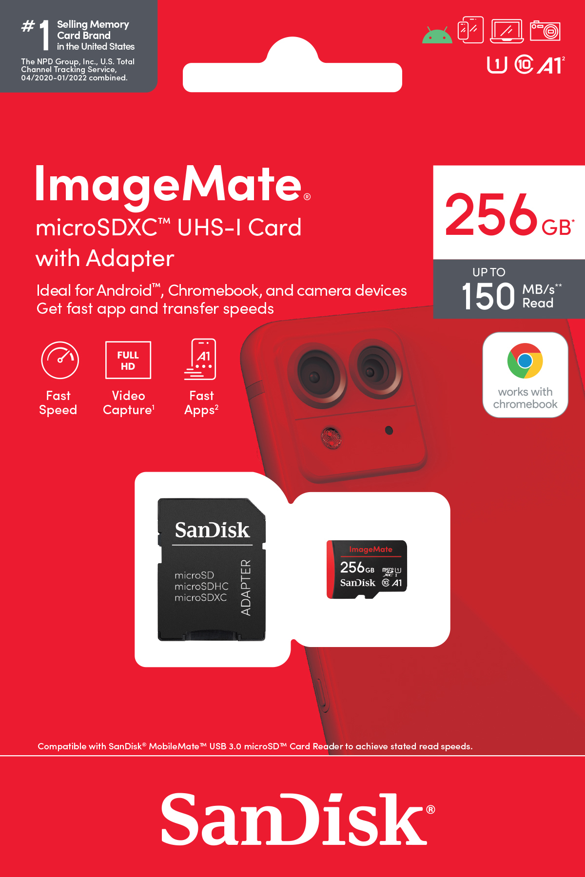 SanDisk 256GB ImageMate microSDXC UHS-I Memory Card - Up to 150MB/s - SDSQUA4-256G-Aw6ka - image 4 of 7