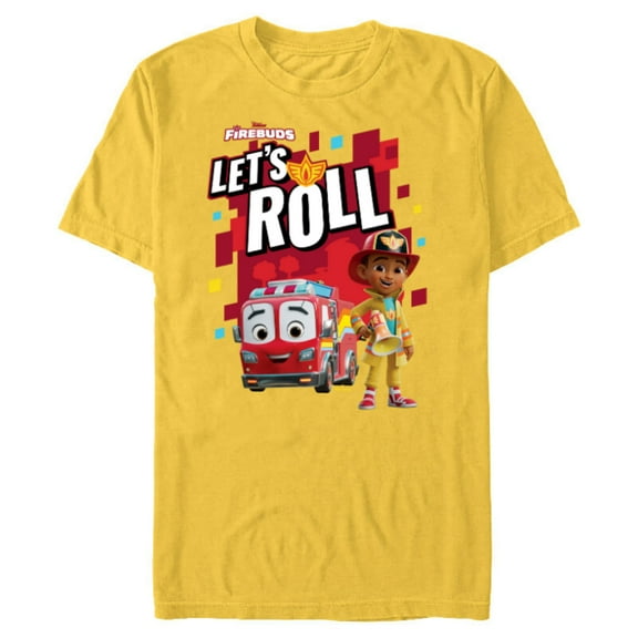 Disney Junior Firebuds Bo and Flash Fire Truck Let’s Roll - Short Sleeve Blended T-Shirt for Adults - Customized-Yellow