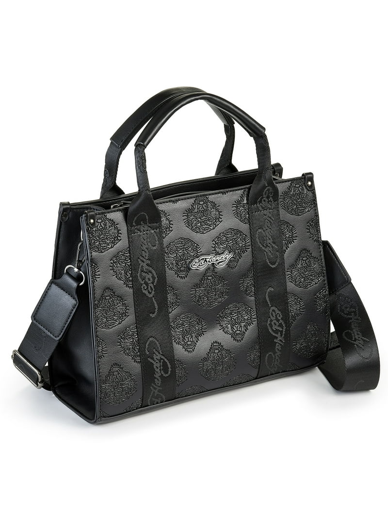 Ed Hardy Women's Lizzy Small Box Tote Crossbody Bag, Black
