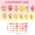 thumbnail image 2 of Springcorner 192 Pieces Kids Press on Nails,Children Fake Nails Artificial False Nail Tips Pre Glue Full Cover Short Acrylic Nails for Girls Kids Nail Art Decor, 2 of 7