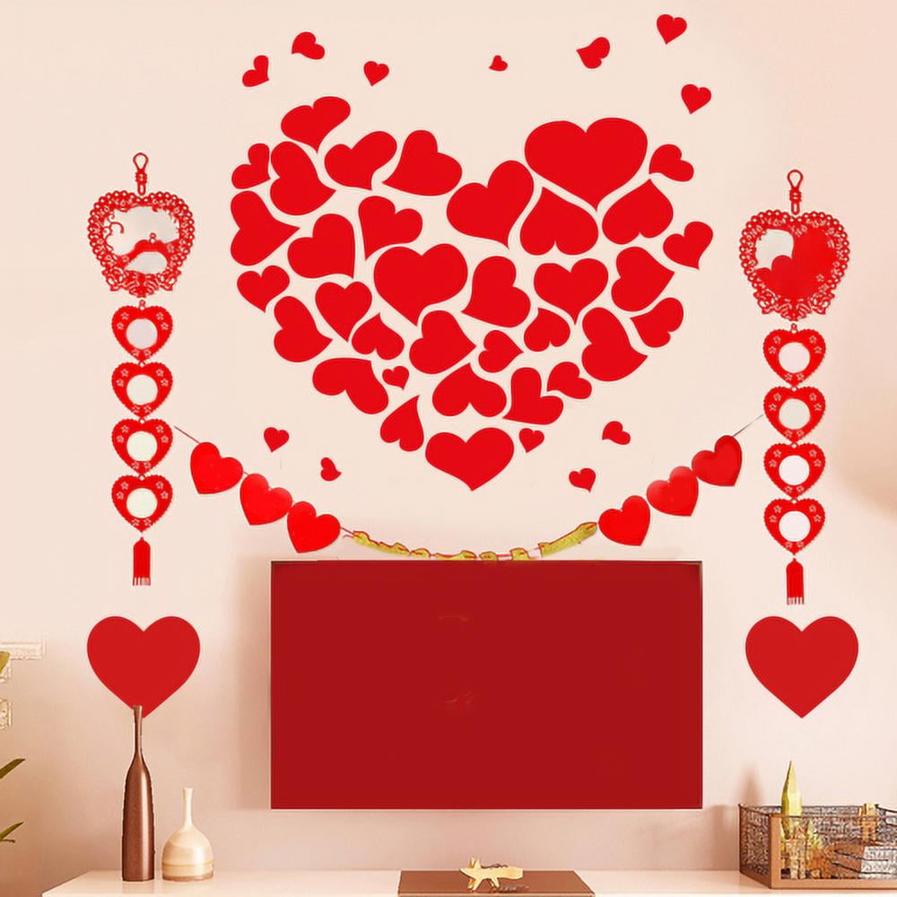 Zhaomeidaxi 6Pcs Red Love Heart Wall Decals Love Wall Stickers Heart