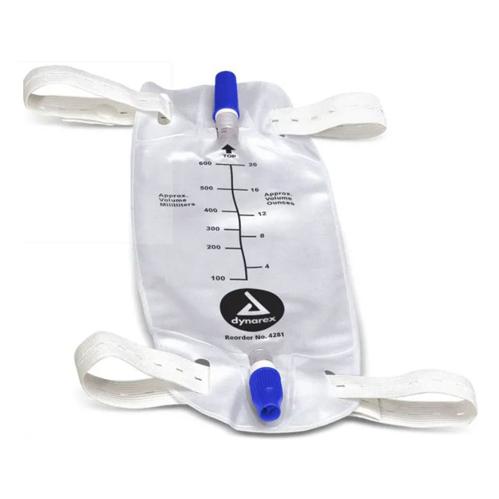 Dynarex Urinary Leg Bag Anti-Reflux Valve, 600 mL , 12 PACK