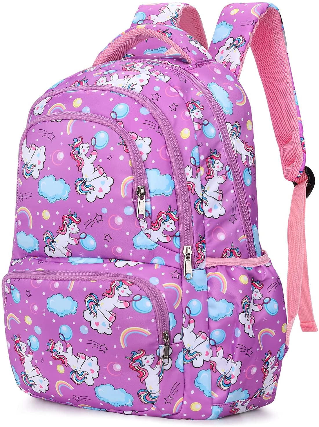 Lightweight School Bag Solid Color Adjustable Straps Women Backpack Waterproof Backpack Student College School Style Bag Backpacks Multi Layer,Pink,China