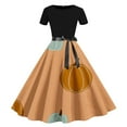 thumbnail image 1 of Fshaion Robe d'Été pour Femmes 2024 Grande Taille Halloween Décontractée Manches Courtes Col Rond Ceinturée Irrégulière Imprimée Robe Complète Liquidation Moins de 10!, 1 of 3