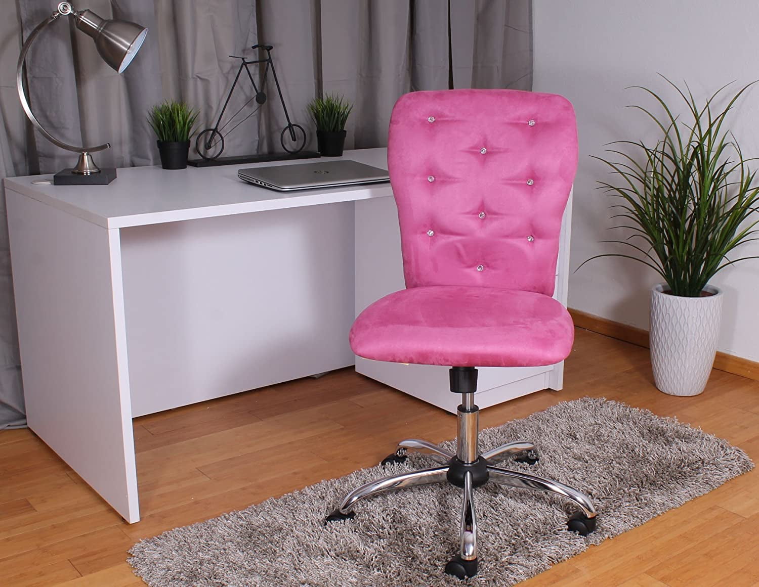 Ashley Lyncott Armless Desk Chair - Backless Upholstered Office Chair, Light Gray & Brown, Mid-Century Style For Home Office