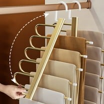Pants Hangers Space Saving,Closet Hangers 5 Layers Multi Functional Pants Rack,Metal Heavy Duty Wardrobe Organizer Racks for Clothes Trousers Scarves Ties