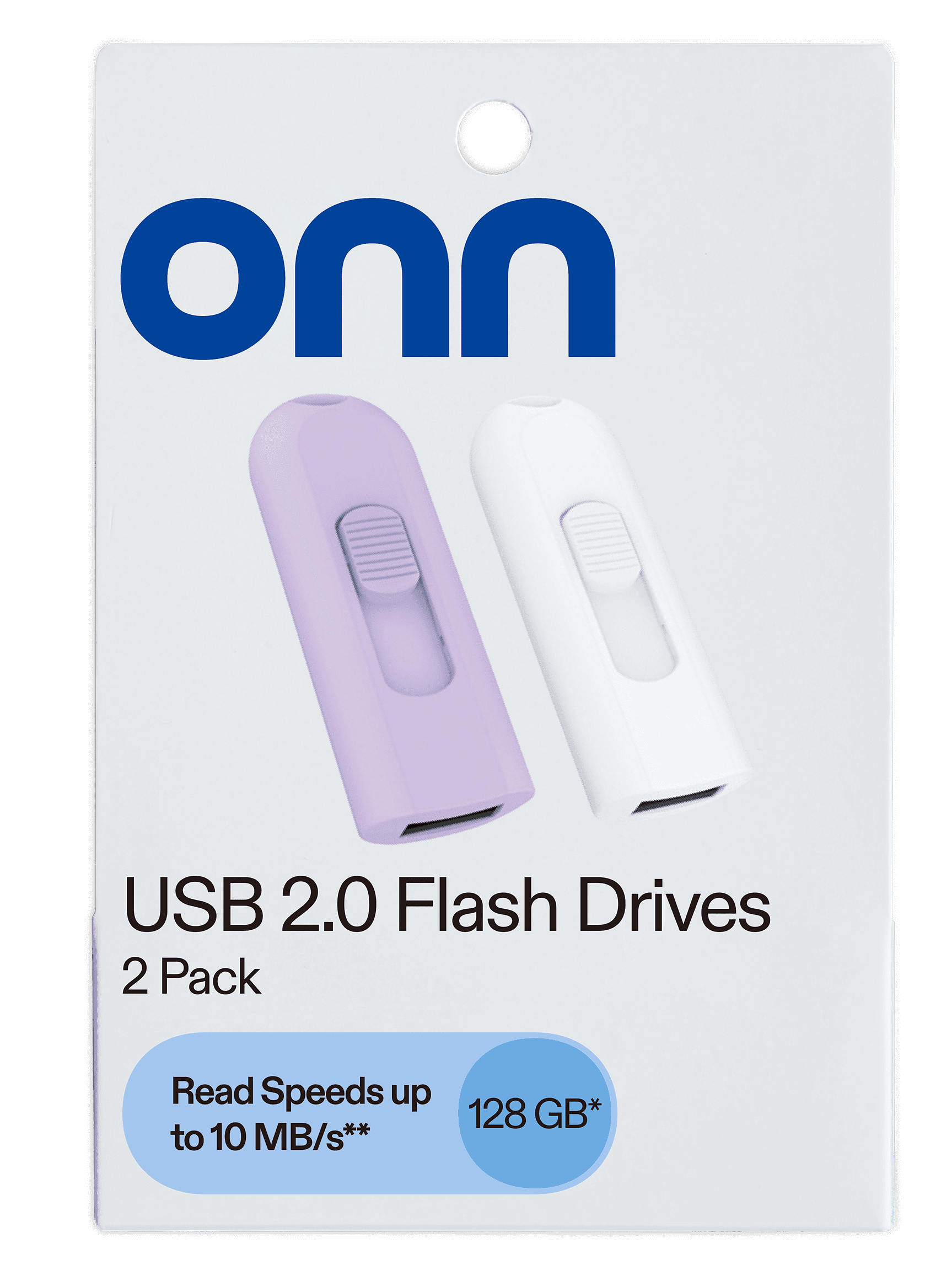 onn 128 GB USB 2.0 Flash Drives, 2 Pack