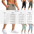 thumbnail image 2 of Tbopshirt Mens Capri Pants Solid Color Elastic Waist Drawstring Zippered Pocket Casual Sports Capris Pants,S-3XL, 2 of 6