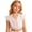 B, variant on Girls' Ruffle Sleeve Shirts Lace Button Down Short Sleeve Undershirts Comfortable V Neck Cropped Blouses 7-14T, White