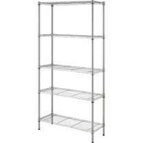 Lorell Light-duty Wire Shelving - 5 Tier(s) - 72" Height X 36" Width X 14" Depth - Floor - Silver - Plastic, Metal, Steel - 1 Each